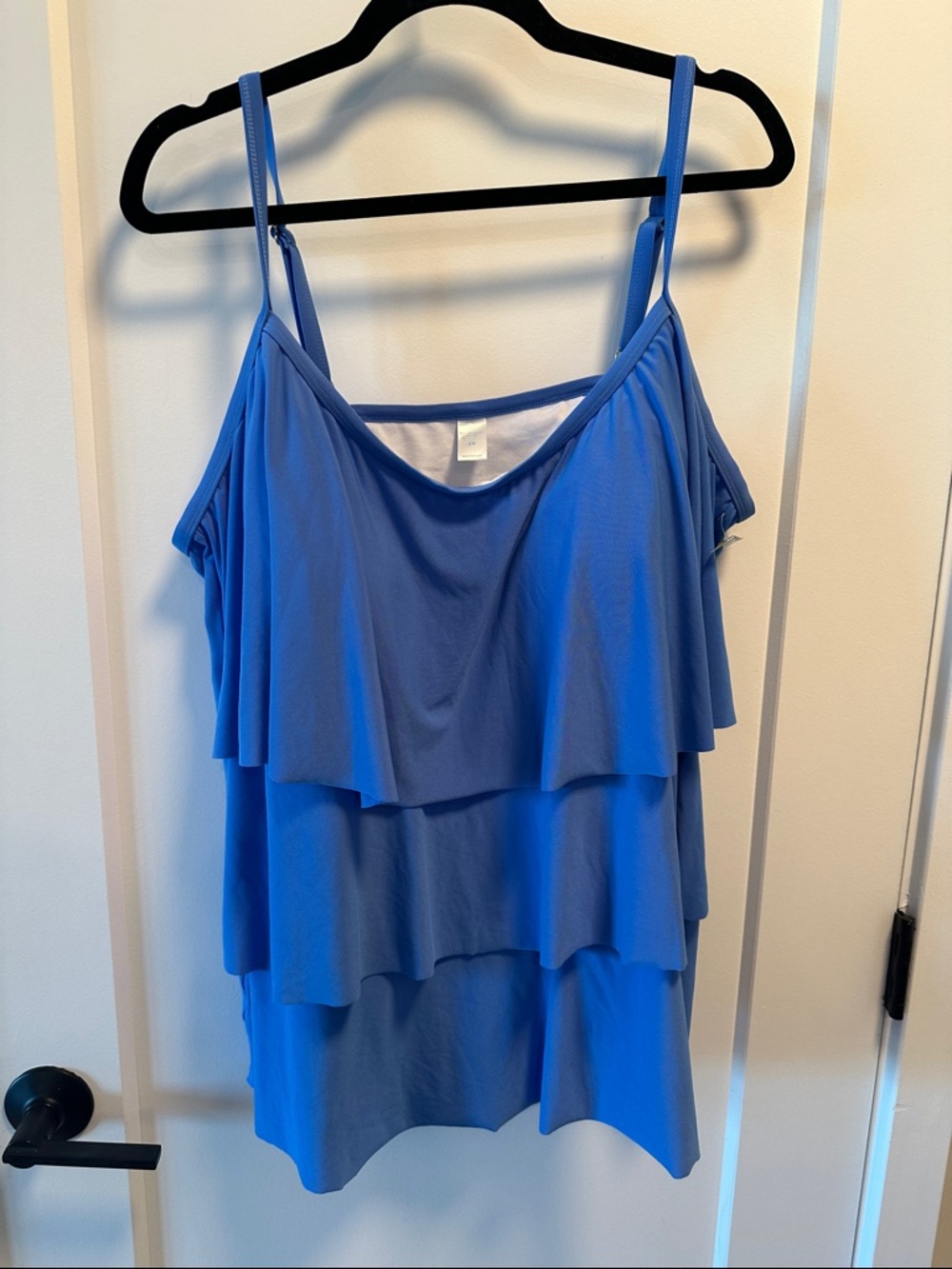 Blue Tiered Ruffle Tankini Swim Top 3X Flowy Tummy Control NWT Adjustable Straps